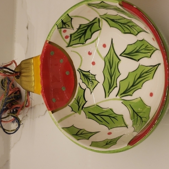 𝅺set of 2 Dulcero De Esfera ceramic Christmas soup cereal bowl ornament bowl - Picture 3 of 12